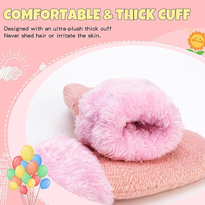 Winter Mittens Gloves Beanie Hat Set for Kids Baby Toddler Children, Thick Warm Knit Fleece Lined Thermal Set for Boys Girls-BubblyBeeBaby