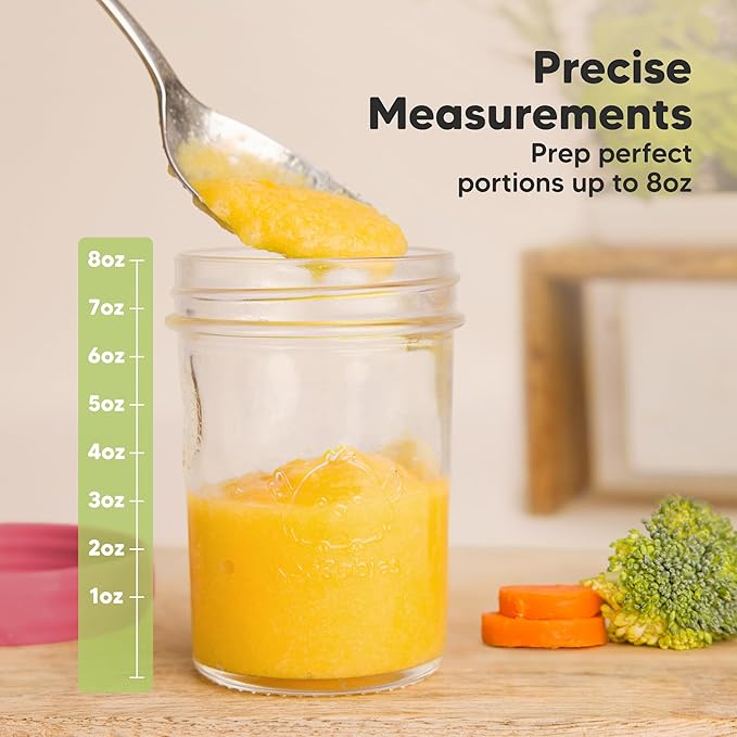 KeaBabies 4pk 8oz Glass Baby Food Containers with Lids - Leak-Proof, Microwavable Small Glass Jars, Baby Purees & Toddler Snack Storage Containers, BPA-Free, Dishwasher & Freezer Safe (Nord)-BubblyBeeBaby