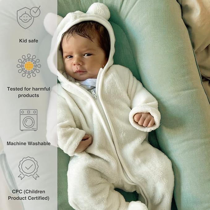 Infant Lounger, Baby Nest Cover for Baby Girls & Boys, Newborn Essentials for Baby 0-18 Months, 100% Cotton Breathable (Spring Green)-BubblyBeeBaby