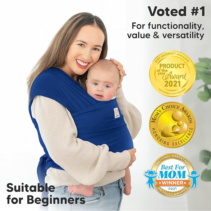 KeaBabies Baby Wrap Carrier - All in 1 Original Baby Carrier Newborn to Toddler Sling, Easy to Wear, Hands Free Bonding, Lightweight, Breathable Infant Wraps (Cobalt Blue)-BubblyBeeBaby