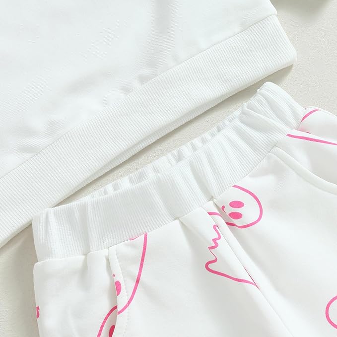 0-4T Toddler Boy Girl Halloween Outfit Fall Clothes Ghost Long Sleeve Sweatshirt Top Pants Baby Halloween Clothes-BubblyBeeBaby