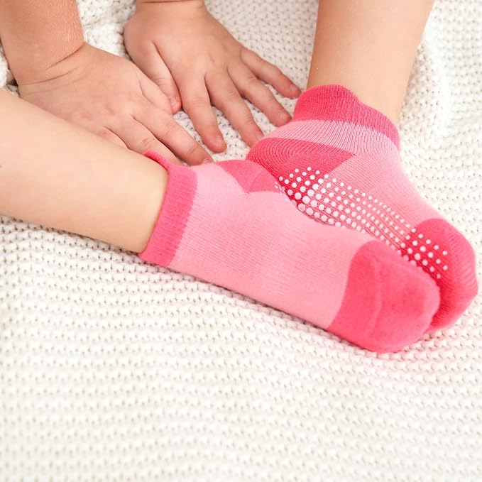 Zaples Baby Non Slip Grip Ankle Socks with Non Skid Soles for Infants Toddlers Kids Boys Girls-BubblyBeeBaby