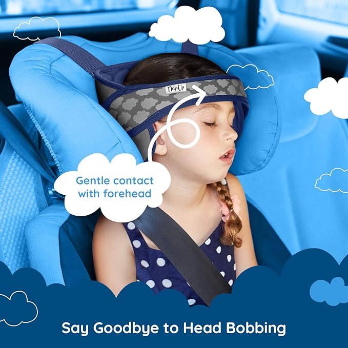 NAPUP Child Head Strap for Car Seat – Adjustable Polyester Carseat Head Support for Toddler (Dark Blue)-BubblyBeeBaby