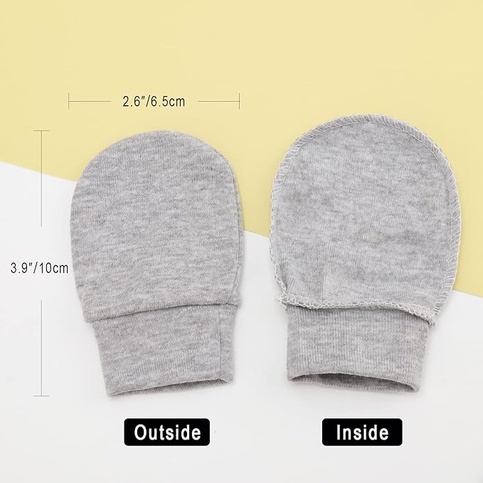 BQUBO Newborn Infant Toddler Mittens No Scratch Cotton Elastic Wrist Gloves Hypoallergenic for 0-6 Months Baby Boys Girls-BubblyBeeBaby