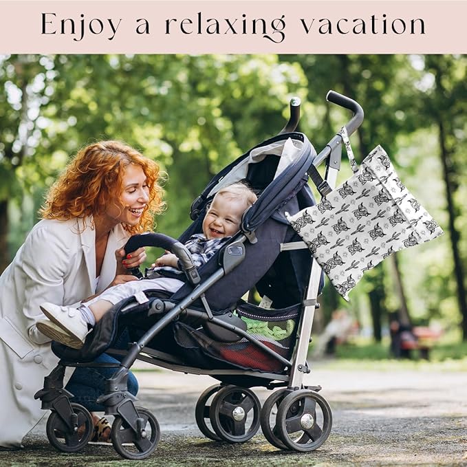 Waterproof Wet Bag for Swimsuit, Travel Beach Wet Dry Bag, Hidden Zipper Reusable Western Cowgirl Wet Bags, for Travel Beach Wet Swimsuits Toiletries Diapers Laundry Bag-BubblyBeeBaby