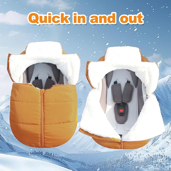 Fairy Baby Winter Car Seat Cover for Babies Carseat– Waterproof, Warm Car Seat Cover Baby – Universal Winter Cover for Back Seat, Infant Car Seat Cover (Brown)-BubblyBeeBaby