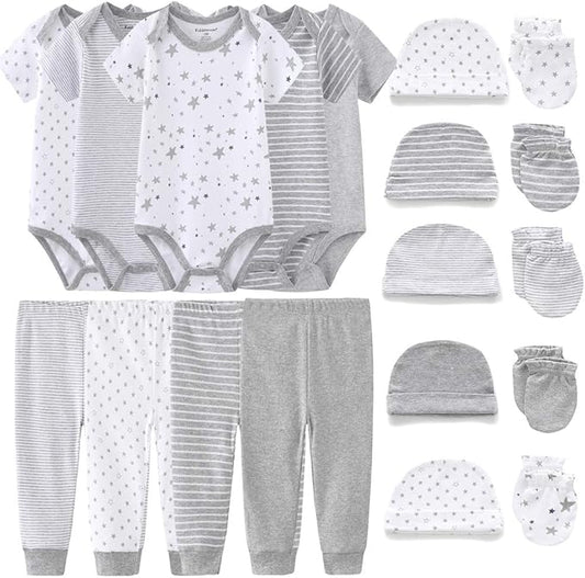 Kiddiezoom Unisex Baby Layette Essentials Giftset Clothing Set 19-Piece For Newborn Baby-BubblyBeeBaby