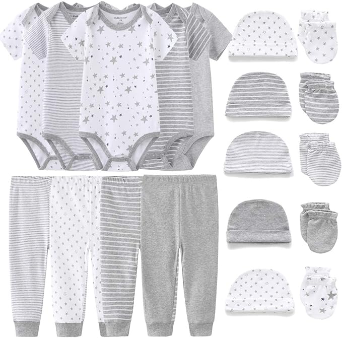 Kiddiezoom Unisex Baby Layette Essentials Giftset Clothing Set 19-Piece For Newborn Baby-BubblyBeeBaby