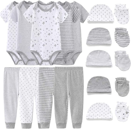Kiddiezoom Unisex Baby Layette Essentials Giftset Clothing Set 19-Piece For Newborn Baby-BubblyBeeBaby