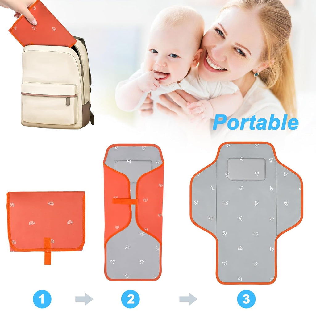 Baby Portable Changing Pad Travel - Waterproof Compact Diaper Changing Mat with Built-in Pillow - Lightweight & Foldable Changing Station, Newborn Shower Gifts
