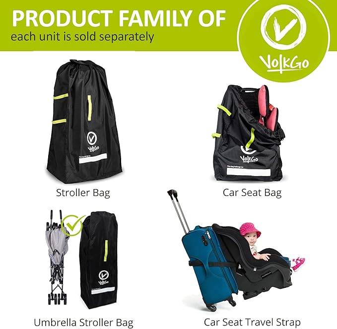 V VOLKGO Stroller Bag for Airplane, Large Cover for Airtravel, Jogger & Umbrella Stroller Cover for Travel - Fits Most Sizes, Gate Check Bag, Heavy Duty Durable Infant carrier covers for Air Travel-BubblyBeeBaby