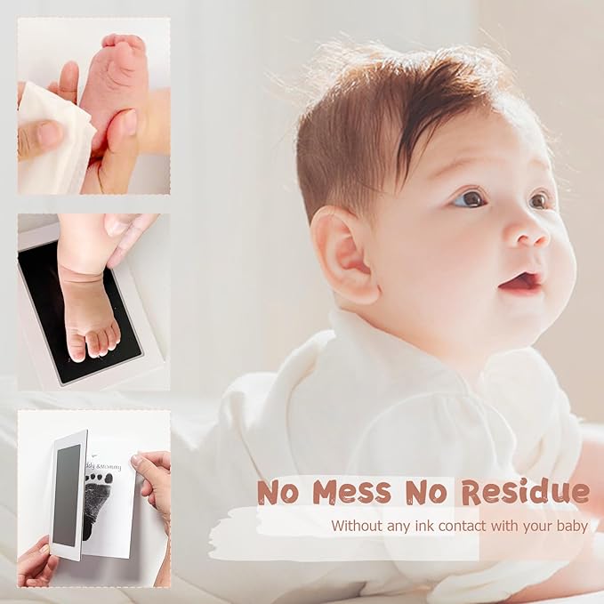 Inkless Baby Hand and Footprint Kit,Clean-Touch Ink Pad Kit,Safe No Mess Printing Infant Hand Foot Stamp,1 Pack Newborn Inkless Print Pads Best Keepsake or Gifts for Family-BubblyBeeBaby