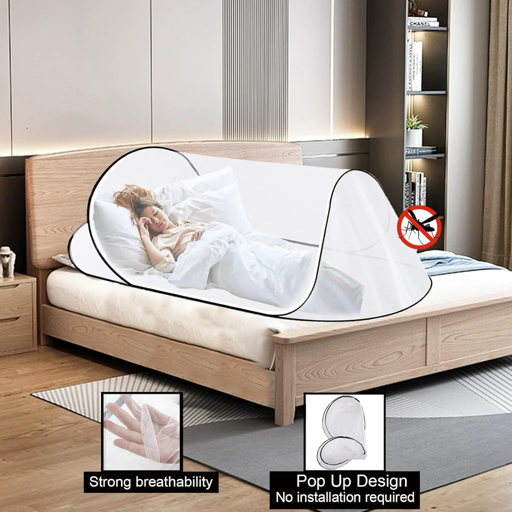 CMINGJ Large Pop Up Mosquito Tent, Portable Foldable Mosquito Net for Bed Camping Travel Patio，Mosquito Net for Adults Baby (78 * 31 * 22inch) (Black Fixed Size)