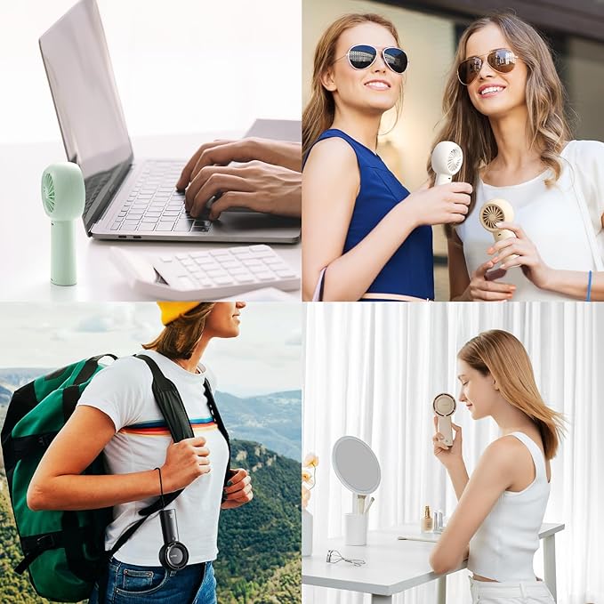 JISULIFE Portable Handheld Turbo Fan [16H Max Cooling Time], 4000mAh USB Rechargeable Personal Battery Operated Lash Small Pocket Fan with 5 Speeds for Travel/Outdoor/Vacation/Concerts - White-BubblyBeeBaby