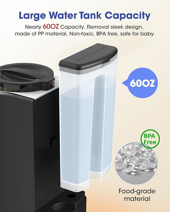 Instant Formula Maker, Fast and Customizable Formula Dispenser Machine with Accurate Temperature Control for Baby, Automatic Powder Blending for All Brands of Bottle and Formula, Black/White-BubblyBeeBaby