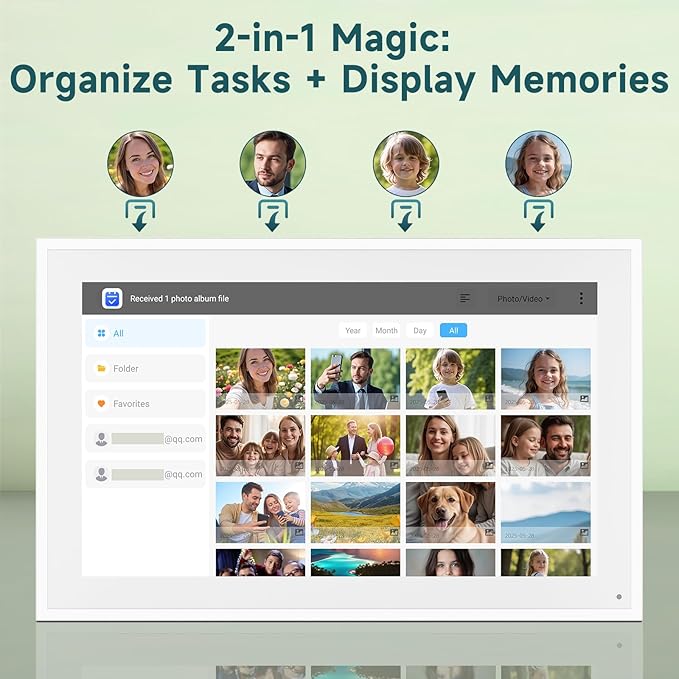 21.5 Inch Smart Digital Calendar – Electronic Chore Chart & Planner with 1920x1080P IPS Touchscreen, Weekly/Monthly Family Organizer for Wall or Desk, White 2025 New Version-BubblyBeeBaby