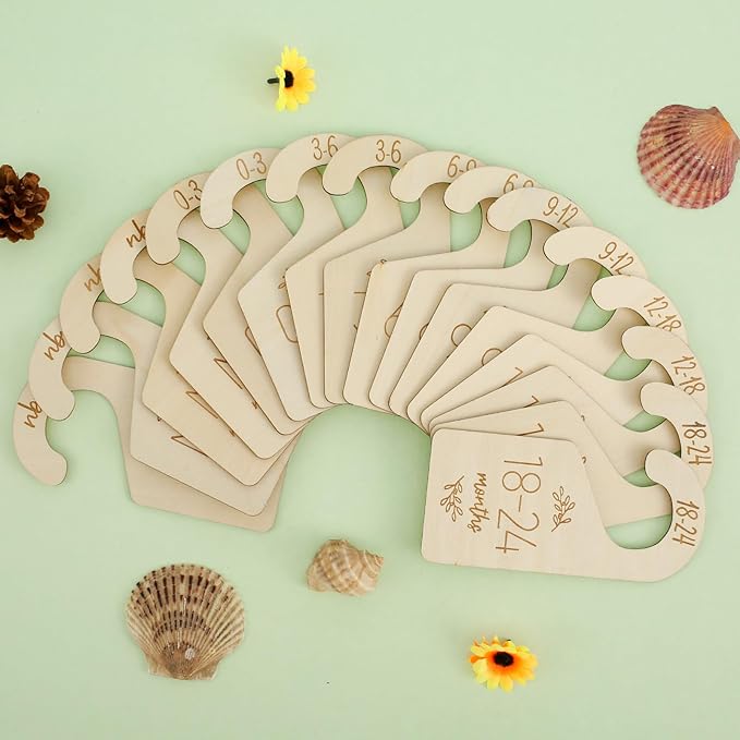 16Pcs Baby Closet Dividers Cute Baby Clothes Organizer Double Face Baby Closet Organizer for Clothes Organizer Wooden Baby Closet Dividers for Infant to Toddler-BubblyBeeBaby