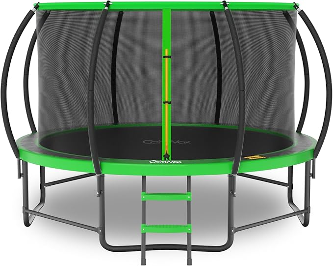 14FT 12FT 10FT 16FT Trampoline with Safety Enclosure, Anti-Rust Coating – ASTM Certified, Heavy-Duty Outdoor Trampoline with Ladder – for Kids & Adults-BubblyBeeBaby