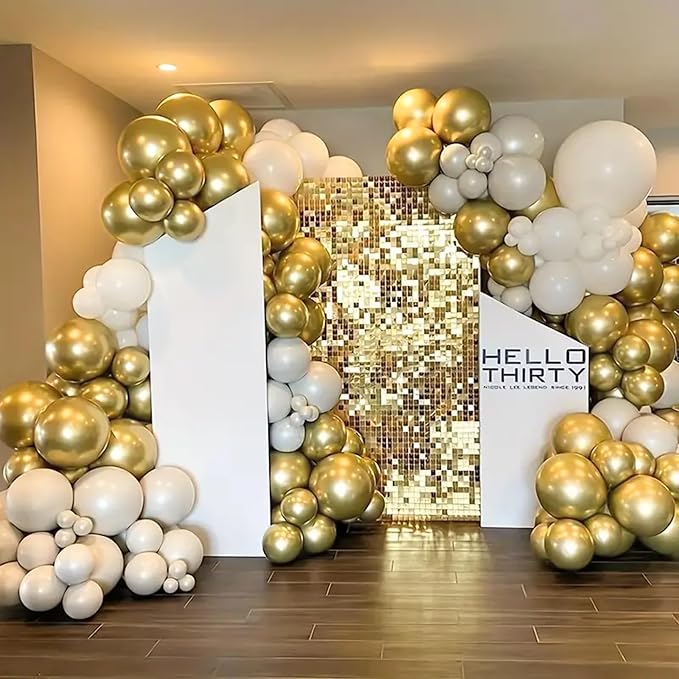 140pcs Gold Balloon Arch Kit, Gold Balloons of Different Sizes Pack of 18 12 10 5 Inch Party Balloon Kit for Birthday Party or Balloon Arch as Graduation Wedding Baby Shower Party Decorations-BubblyBeeBaby