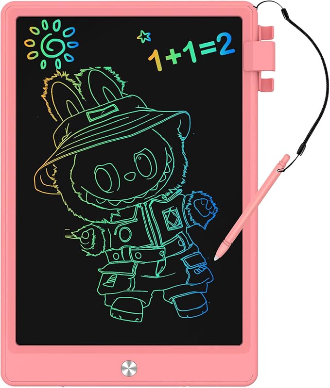 12.9 Inch LCD Writing Tablet for Kids, Colorful Toddler Doodle Board - Erasable Drawing Pad, Educational Learning Toy for Ages 3-8 - Valentine's Day Christmas Birthday Gifts (12.9 Inch, Pink)-BubblyBeeBaby