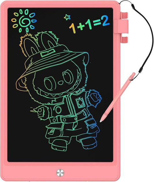 12.9 Inch LCD Writing Tablet for Kids, Colorful Toddler Doodle Board - Erasable Drawing Pad, Educational Learning Toy for Ages 3-8 - Valentine's Day Christmas Birthday Gifts (12.9 Inch, Pink)-BubblyBeeBaby