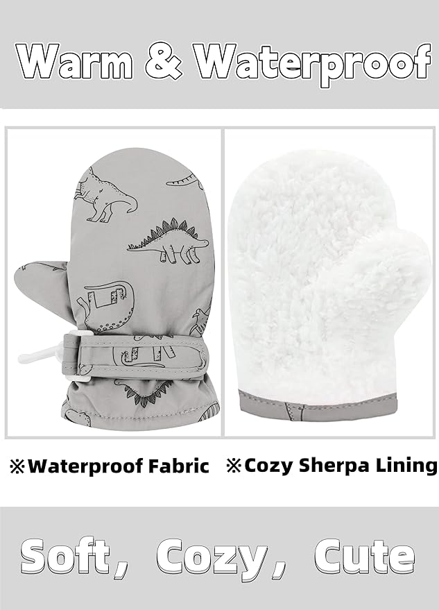 Toddler Gloves Kids Mittens Winter Warm Lined Fleece Gloves Waterproof Snow Baby Mitten for Boys Girls-BubblyBeeBaby