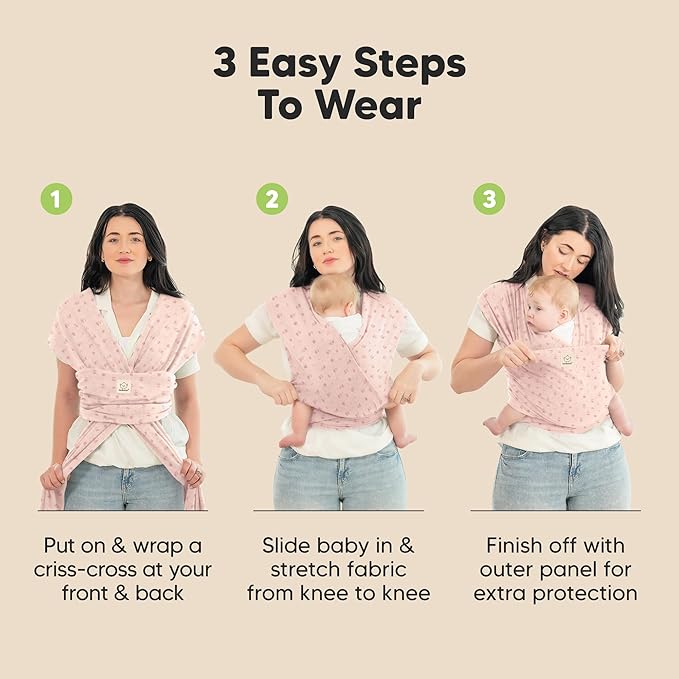 KeaBabies Baby Wrap Carrier - All in 1 Original Baby Carrier Newborn to Toddler Sling, Easy to Wear, Hands Free Bonding, Lightweight, Breathable Infant Wraps (Pink Daisies)-BubblyBeeBaby