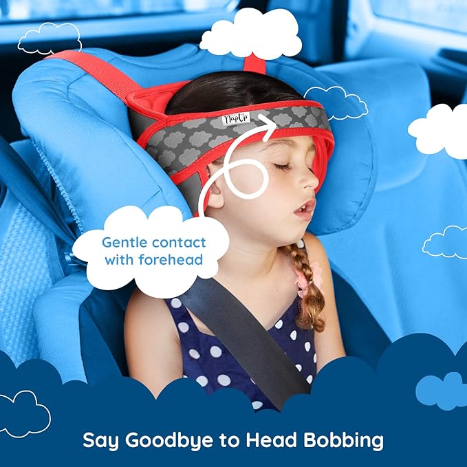 NAPUP Adjustable Carseat Head Support for Sleeping Kids & Toddlers - Safe, Comfortable & Breathable (Red)-BubblyBeeBaby
