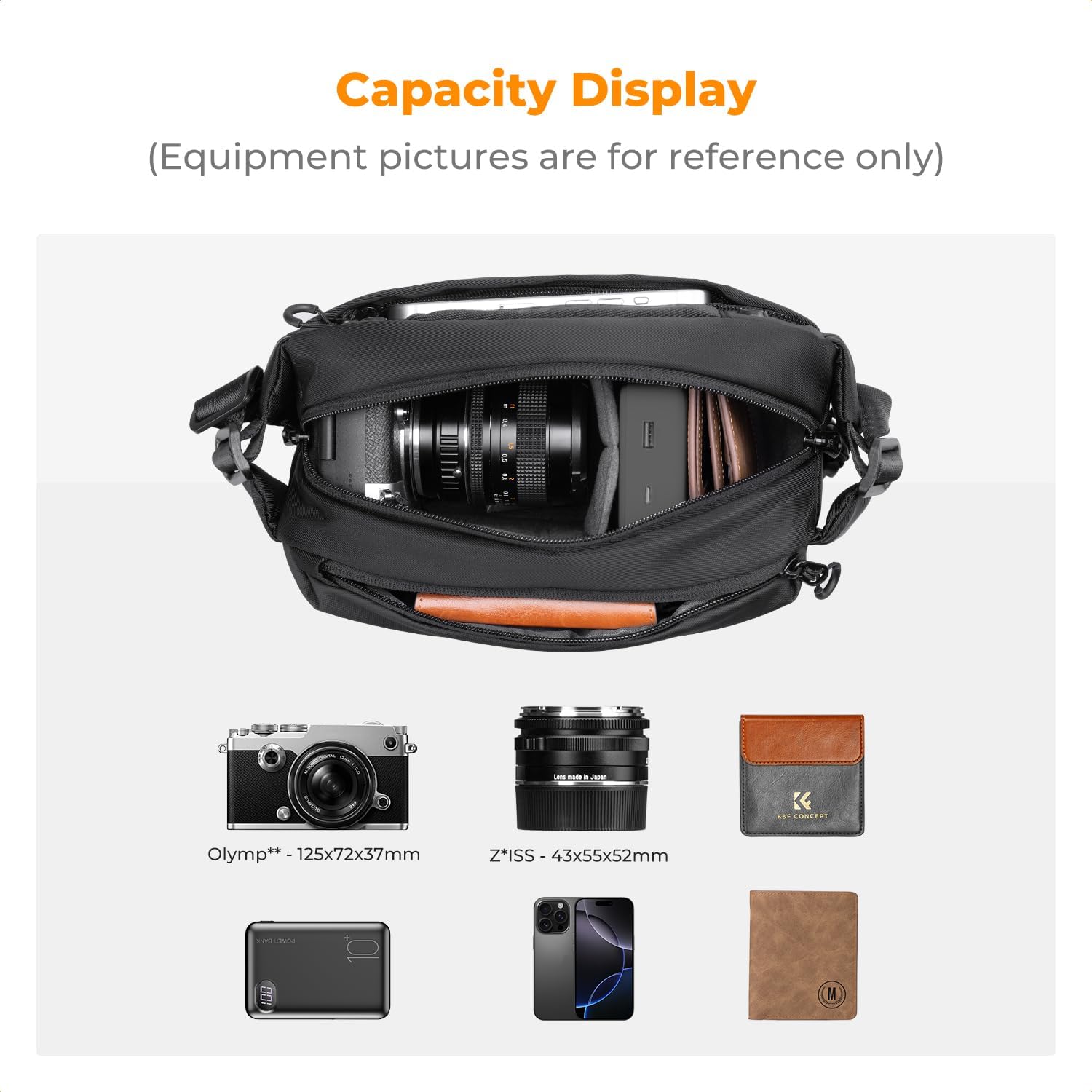 K&F Concept 2 in 1 Sling Bag Everyday Shoulder Bag & Multifunction Photography Crossbody Camera DSLR Backpack Portable Bag