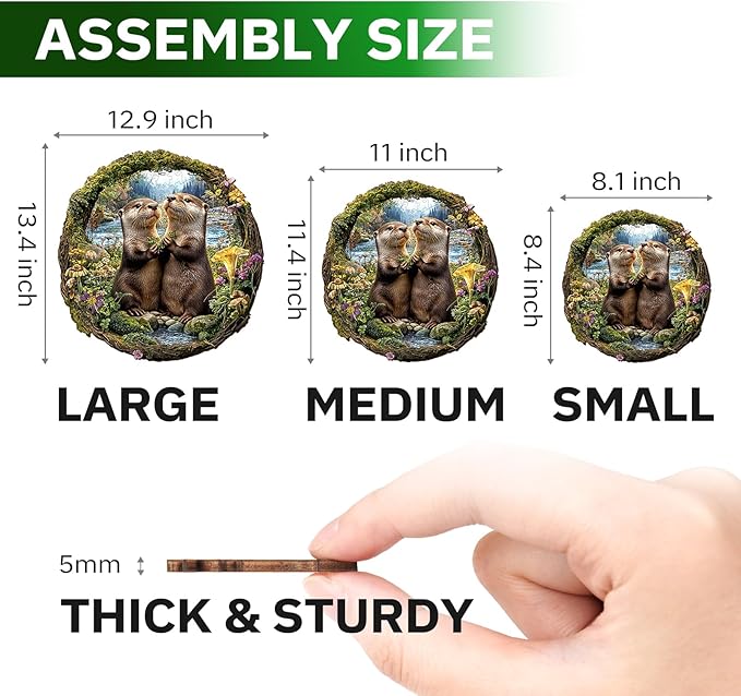 Jigfoxy Wooden Puzzles for Adults, Otter Couple Wood Puzzles Adult, Unique Animal Shape Wooden Jigsaw Puzzles for Adults, Birthday Gifts for Puzzle Lovers Family Friend (M-11 * 11.4in-193pcs)-BubblyBeeBaby