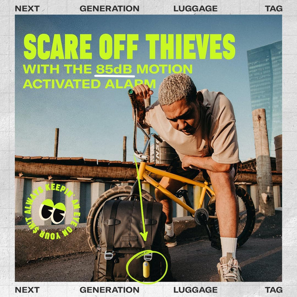 Knog Scout iOS Smart Tag, Tracker & 85d Alarm – Rechargeable Luggage Tag Compatible with iOS App & Apple Find My, Digital Contact Info, Remote Chime, Low Battery Alerts, Water-Resistant, Blue