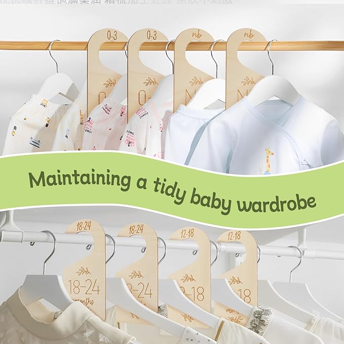 16Pcs Baby Closet Dividers Cute Baby Clothes Organizer Double Face Baby Closet Organizer for Clothes Organizer Wooden Baby Closet Dividers for Infant to Toddler-BubblyBeeBaby