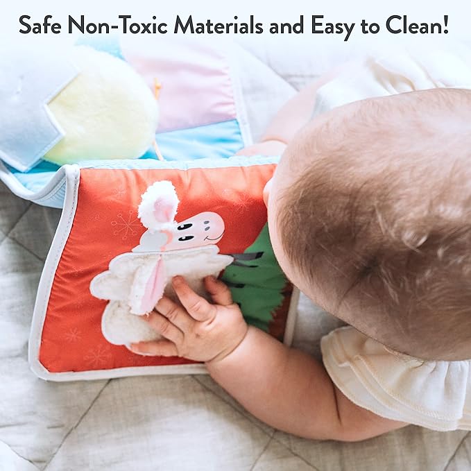 Infant Toys 0-6 Months Baby Mirror Tummy Time Toys Sensory Books for Babies Touch and Feel Crinkle Books for Babies-BubblyBeeBaby