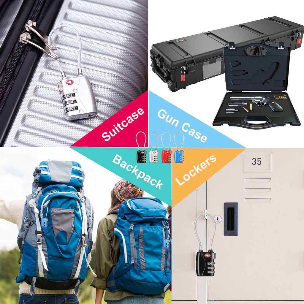 ZHEGE Luggage Lock TSA Approved 3 Dight Combination Padlock for Suitcase, Baggage, Backpack, Pistol Case (Red)