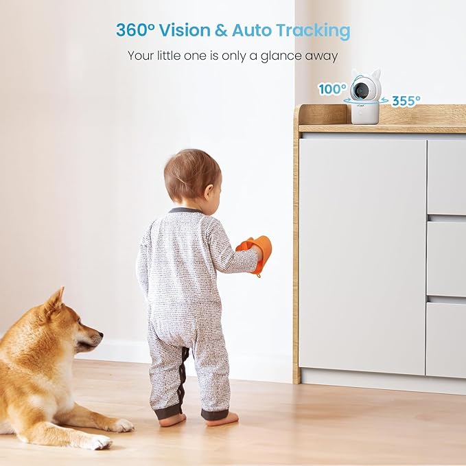 ieGeek Video Baby Monitor with Camera and Audio - 1080P FHD Monitor WiFi Smartphone - Night Vision, Motion Detection, Temper & Humidity Sensor, 2.4GHz WiFi, Pan-Tilt-Zoom via 4.3" Screen and Free APP-BubblyBeeBaby