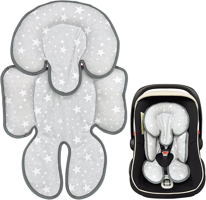 Infant Car Seat Insert, 2 in 1 Reversible Baby Car Seat Head & Body Support Cushion Pillow for Newborn,Soft Newborn Carseat Head Support Pad for Carseats, Strollers, Swings, Bouncers-BubblyBeeBaby