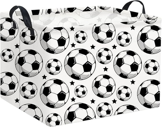 HIYAGON Rectangular Soccer Basket Kids Gift Basket Baby Boy Basket Kids Toy Storage Bin Basket Organizer Box Soccer Room Decor(Soccer)-BubblyBeeBaby