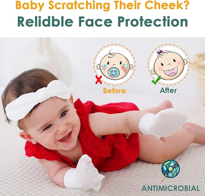 Baby Anti Scratch Mittens - No Scratch Mittens for Boys & Girls (6-12 Months) - 6 Pairs-BubblyBeeBaby