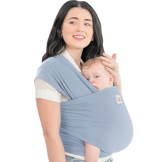 KeaBabies Baby Wrap Carrier - All in 1 Original Baby Carrier Newborn to Toddler Sling, Easy to Wear, Hands Free Bonding, Lightweight, Breathable Infant Wraps (Powder Blue)-BubblyBeeBaby