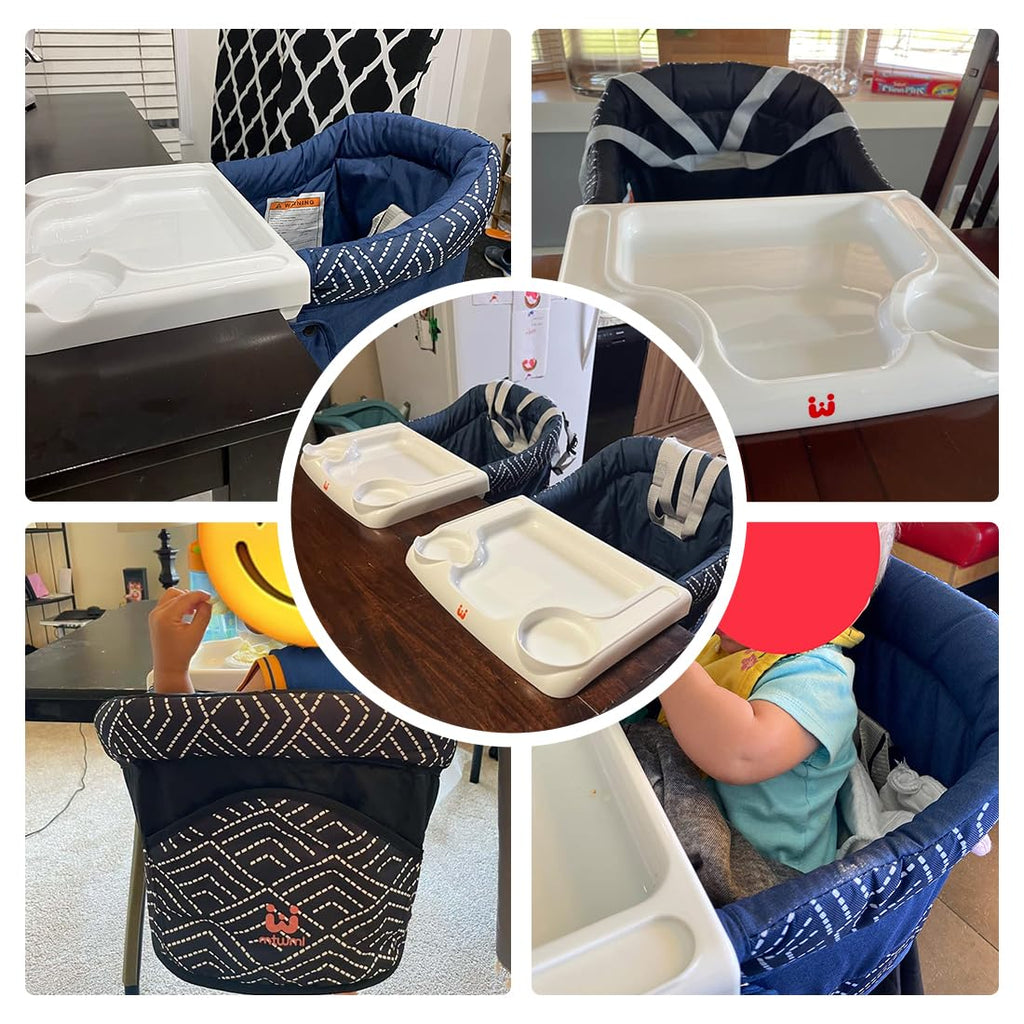 MTWML Hook On High Chair with Tray,Portable Baby High Chair That Attaches to Table,Clip On Fast Table High Chair for Babies and Toddlers.Baby Feeding Seat for Dining Table and Counter (Stripe-Blue)