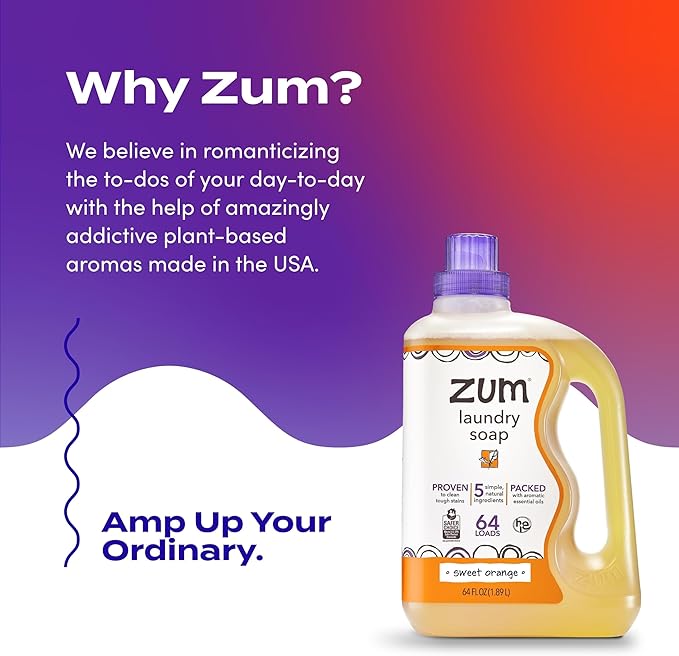 Indigo Wild Zum Clean Laundry Soap - Plant-Based Liquid Laundry Soap - Contains Baking Soda, Essential Oils & Saponified Coconut Oil - Sweet Orange Scent - 64 fl oz-BubblyBeeBaby