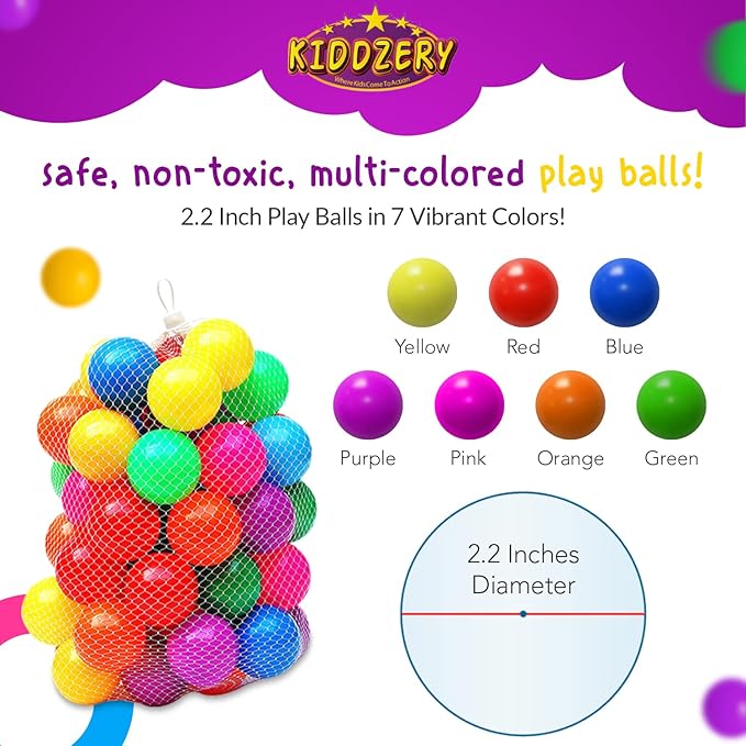 Kids Ball Pit Pop Up Large Tent for Toddlers - Indoor & Outdoor Gift Toys for Infants Girls & Boys, Baby Playpen with Zippered Storage Bag, 50 BallPit Balls Included-BubblyBeeBaby