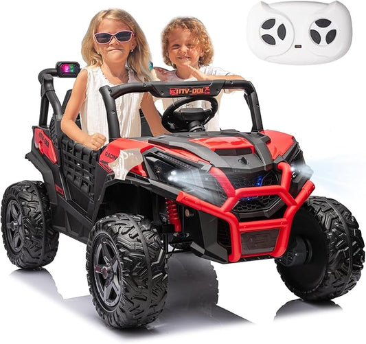 24V Kids Electric Toy Car,2 Seater Kids Toy Car with Remote Control,4WD Electric Power Vehicles Wheels for 3+Years Boys Girls,Ride on Toy for Girl(Red)-BubblyBeeBaby