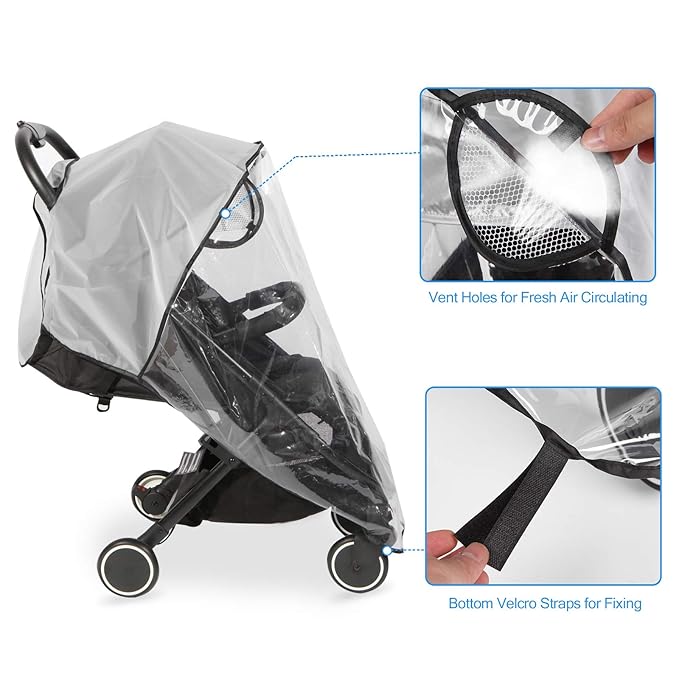 Clear Stroller Rain Cover, Universal Travel Weather Shield Breathable Baby Stroller Rain Cover for Windproof, Waterproof, Protect from Sun Dust Snow-BubblyBeeBaby