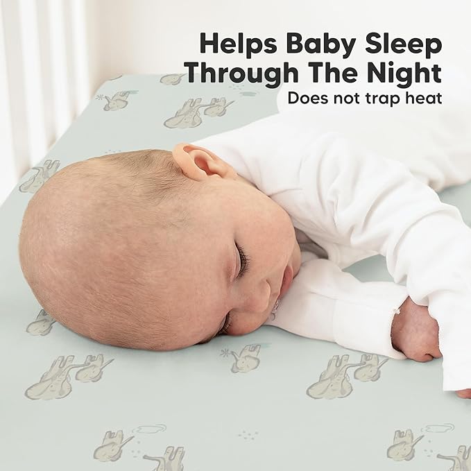 KeaBabies 2-Pack Organic Crib Sheets for Boys, Girls - 52x28 Fitted Crib Mattress Sheet Neutral, Breathable Jersey Cotton Cover for Baby Bed, Toddler Mattress, Soft & Cute Prints (Elly)-BubblyBeeBaby