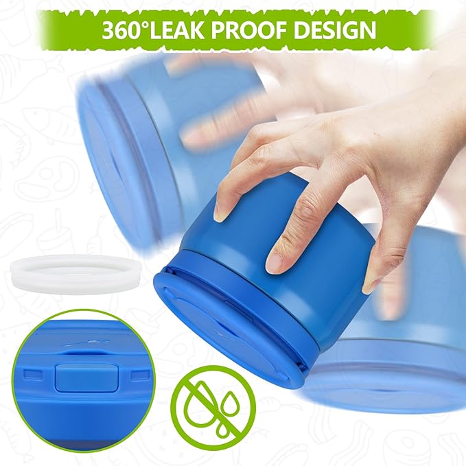 14oz Thermo Food Jar for Kids,Insulated Vacuum Food Jar for Hot & Cold Leak Proof Lunch Container Stainless Steel Wide Mouth Soup for School Travel-BubblyBeeBaby