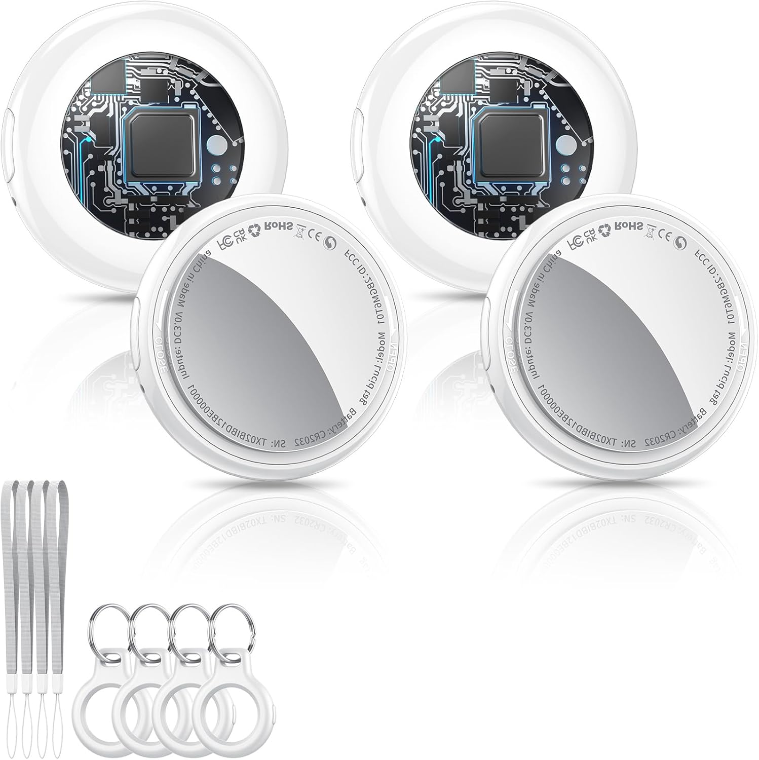 2025 New [Apple MFi Certified] (iOS Only) Air Tracker Tags-4 Pack, Bluetooth Tracker for Apple Find My, Replaceable Battery, Key Finder and Item Locator Smart Tag for Keys, Bags, Luggage, Pet (White)