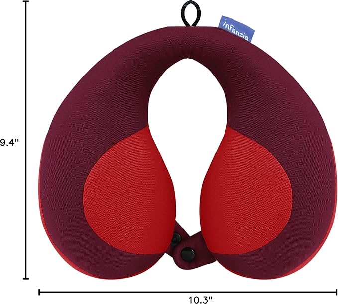INFANZIA Kids Chin Supporting Travel Neck Pillow, Helps Support Head and Neck, Comfortably Designed for Head, Neck, and Chin Support - Gifts for Toddler/Child/Kids, Red-BubblyBeeBaby