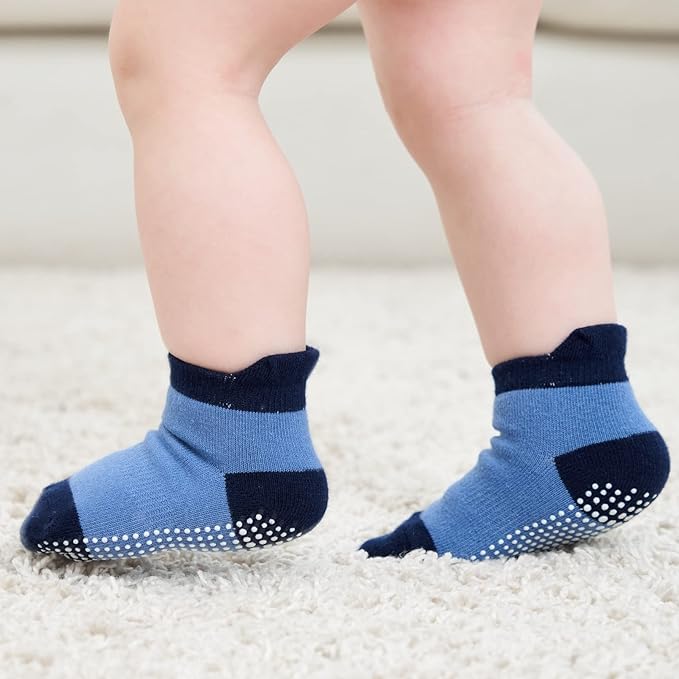 Zaples Baby Non Slip Grip Ankle Socks with Non Skid Soles for Infants Toddlers Kids Boys Girls-BubblyBeeBaby