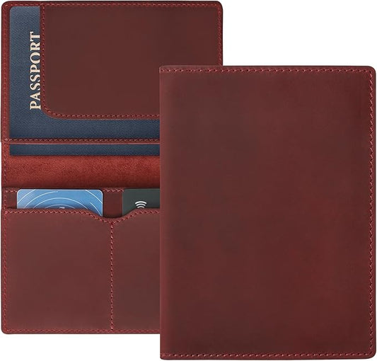 Jack&Chris Leather Passport Holder, Handmade Passport cover, Travel Wallet Cover Case for Men and Women, Leather Travel Documents Organizer Protector, JC107-BubblyBeeBaby